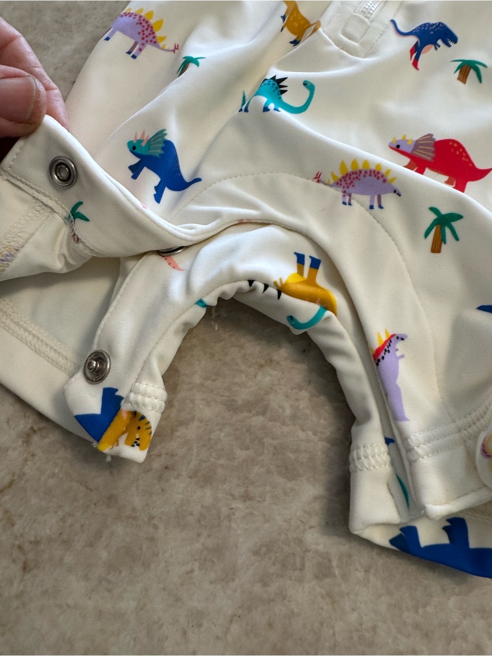 Quince White Kids One-Piece Swimsuit with Multicolor Dino Print - Picture 4 of 6